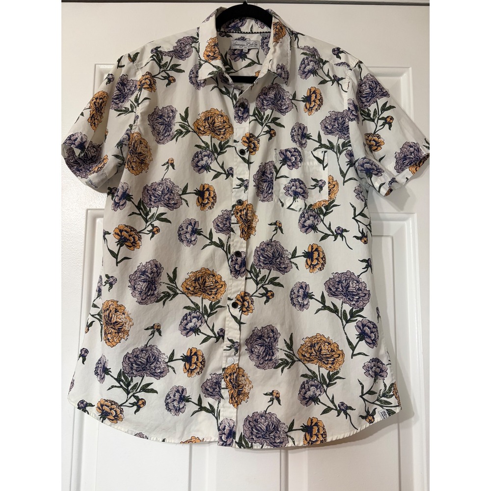 Sovereign Code || Men's casual short sleeve || XL || White Floral || 100% Cotton